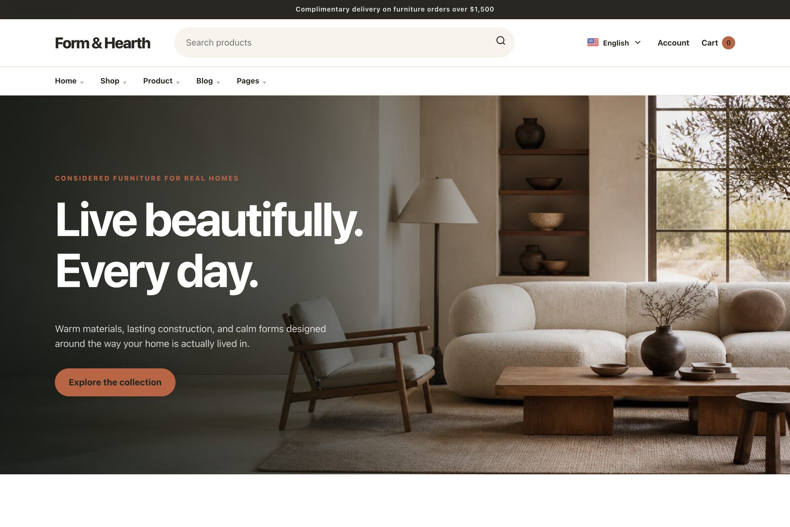 Furniture demo storefront